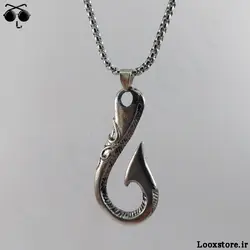 گردنبند طرح قلاب ماهیگیری با زنجیر استیل