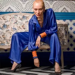 ست بلوز شلوار کریستال رگولار آبی