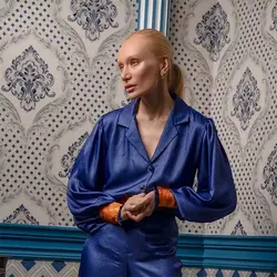 ست بلوز شلوار کریستال رگولار آبی