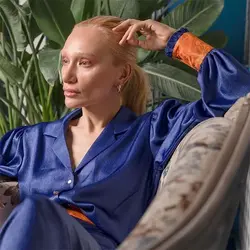 ست بلوز شلوار کریستال رگولار آبی