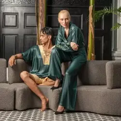 ست بلوز شلوار کریستال رگولار سبز تیره