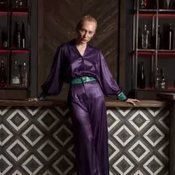 ست بلوز شلوار کریستال رگولار بنفش