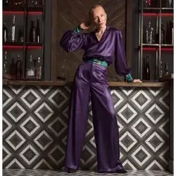 ست بلوز شلوار کریستال رگولار بنفش