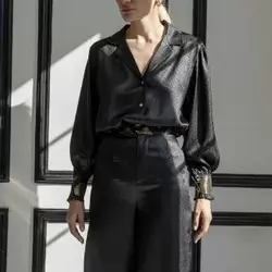 ست بلوز شلوار کریستال رگولار مشکی