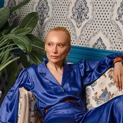 شلوار کریستال رگولار آبی زنانه