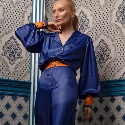 شلوار کریستال رگولار آبی زنانه