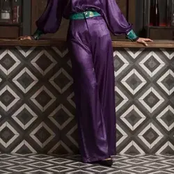 شلوار کریستال رگولار بنفش زنانه