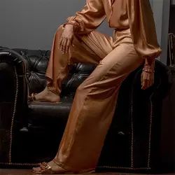 شلوار کریستال رگولار طلایی زنانه