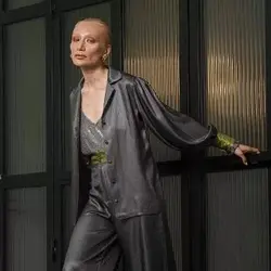 شلوار کریستال رگولار طوسی زنانه