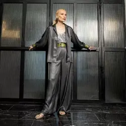 شلوار کریستال رگولار طوسی زنانه