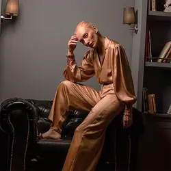 شومیز کریستال رگولار طلایی زنانه