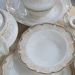 سرویس چینی پردیس ۹۸ پارچه ۱۲ نفره طرح مارتا رزگلد بن چاینا