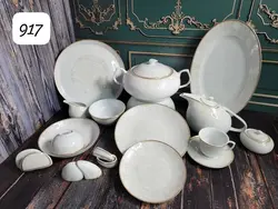 سرویس چینی پردیس قالب هرمس ۹۳ پارچه و ۳۰ پارچه طرح کلارا طلایی