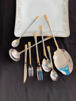سرویس قاشق چنگال  یونیک اصل آلمان 24 نفره 120 پارچه دو‌رنگ
