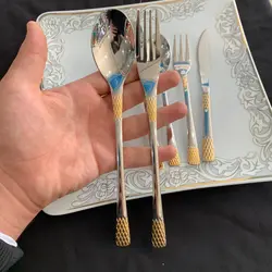 سرویس قاشق چنگال  یونیک اصل آلمان 24 نفره 120 پارچه دو‌رنگ