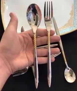 سرویس قاشق چنگال یونیک اصل آلمان 24 نفره 120 پارچه دو‌رنگ
