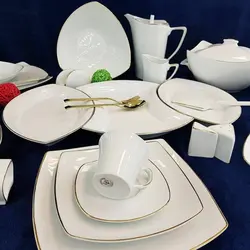 چینی پردیس ۱۰۵ پارچه ۱۲ نفره سفید لب طلا
