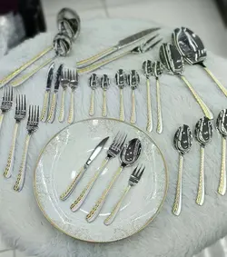 سرویس قاشق چنگال دسینی اصل 24 نفره 120 پارچه دو رنگ