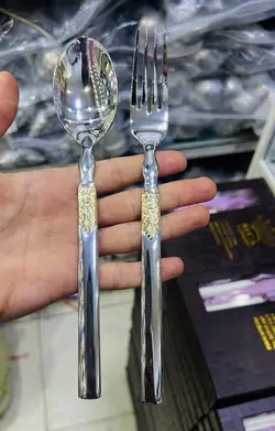 سرویس قاشق چنگال گراسو اصل 128 پارچه 24 نفره دورنگ