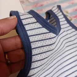 پک دوعددی بادی زیردکمه دار سوزنی سفید و سرمه ای راه راه