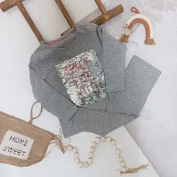 ست بلوز و لگ طوسی پولک برگردان