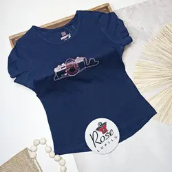 تیشرت سرمه ای دوربین پولک برگردان