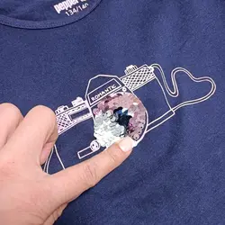 تیشرت سرمه ای دوربین پولک برگردان