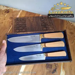 سرویس 3 تایی چاقوی آشپزخانه مدل سلین با جعبه ( دسته کائوچو )