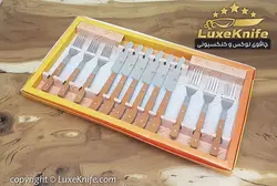 ست کارد و چنگال میوه خوری دسته کائوچو طرح چوب