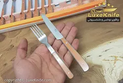 ست کارد و چنگال میوه خوری دسته کائوچو طرح چوب