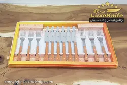 ست کارد و چنگال میوه خوری دسته کائوچو طرح چوب