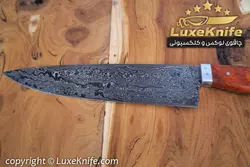 کارد سرآشپز حرفه ای مدل سزار تیغه دمشقی دسته پادوک