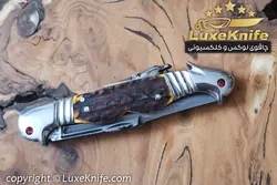 چاقوی جیبی کلکسیونی طرح دو سر طوطی تیغه بادامی دمشقی اصل