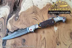 چاقوی جیبی کلکسیونی طرح دو سر طوطی تیغه بادامی دمشقی اصل