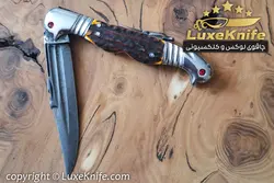 چاقوی جیبی کلکسیونی طرح دو سر طوطی تیغه بادامی دمشقی اصل