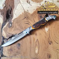 چاقوی جیبی کلکسیونی طرح دو سر طوطی تیغه بادامی