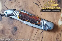 چاقوی جیبی کلکسیونی طرح دو سر طوطی تیغه بادامی