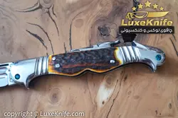 چاقوی جیبی کلکسیونی طرح دو سر طوطی تیغه بادامی