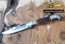 چاقوی جیبی کلکسیونی طرح دو سر طوطی تیغه بادامی