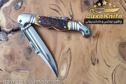 چاقوی جیبی کلکسیونی طرح دو سر طوطی تیغه بادامی