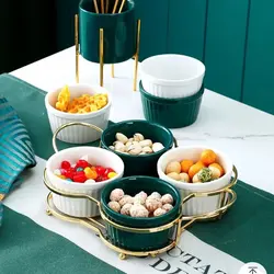 مزه خوری ، تنقلات خوری سرامیک با استند فولادی_طلایی