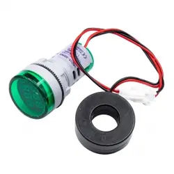 ولتمتر و آمپرمتر چراغ سیگنالی AC500V-100A سبز گرد مدل AD16-22FVA