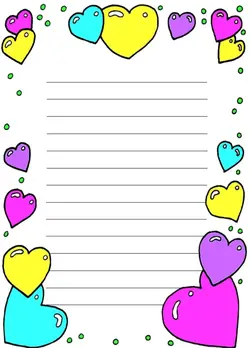 برگه خام املا قلب های مهربان فانتزی رنگی مناسب کودک