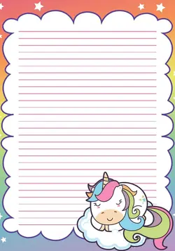 برگه خام املا اسب تک شاخ فانتزی رنگی مناسب کودک