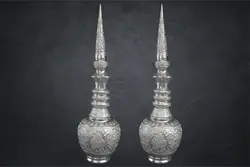 جفت تنگ نیزه ای قلم گل و مرغ