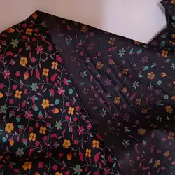 پارچه نخی/گلدار/نارنجی