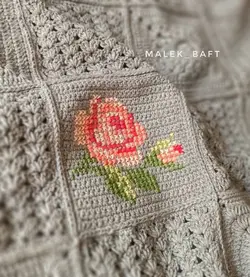 پتو قلاب بافی رز شماره دوزی