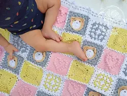 پتو قلاب بافی تدی صورتی لیمویی