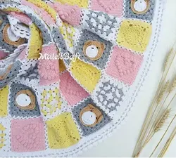 پتو قلاب بافی تدی صورتی لیمویی