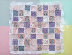 پتو قلاب بافی خرگوش بنفش گلبهی